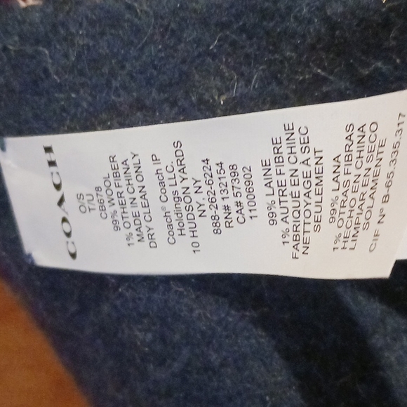 Coach Varsity Wool Scarf. 18x66 Cranberry & Blue - Picture 5 of 5